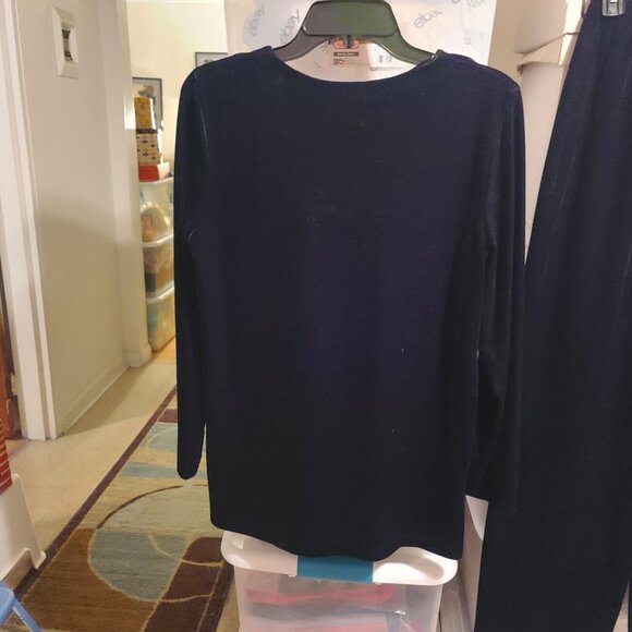 Vintage Leslie Fay Black Velvet Pant Suit Size Small - Picture 2 of 7
